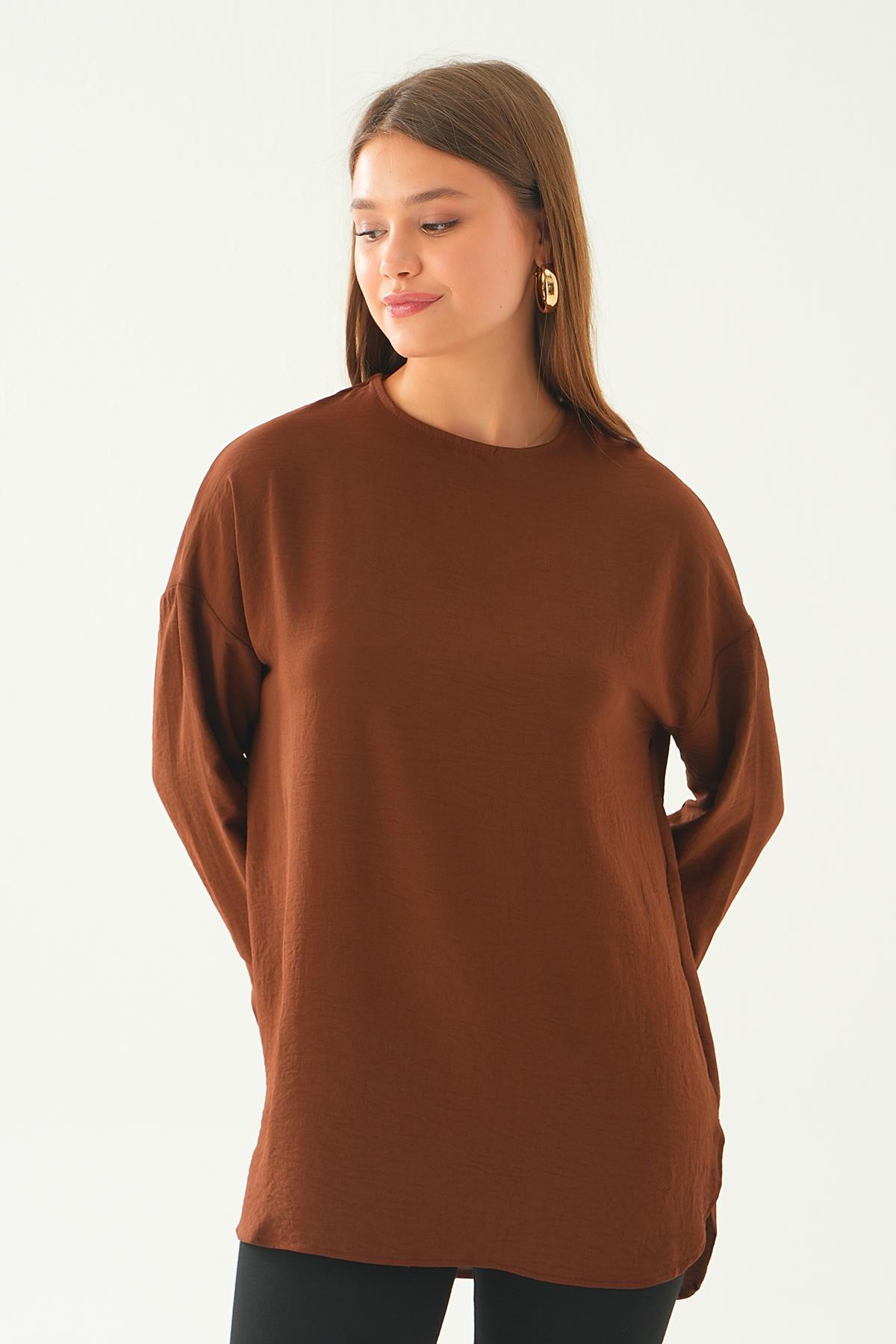 Kahve Bisiklet Yaka Tunik 6808A - 2