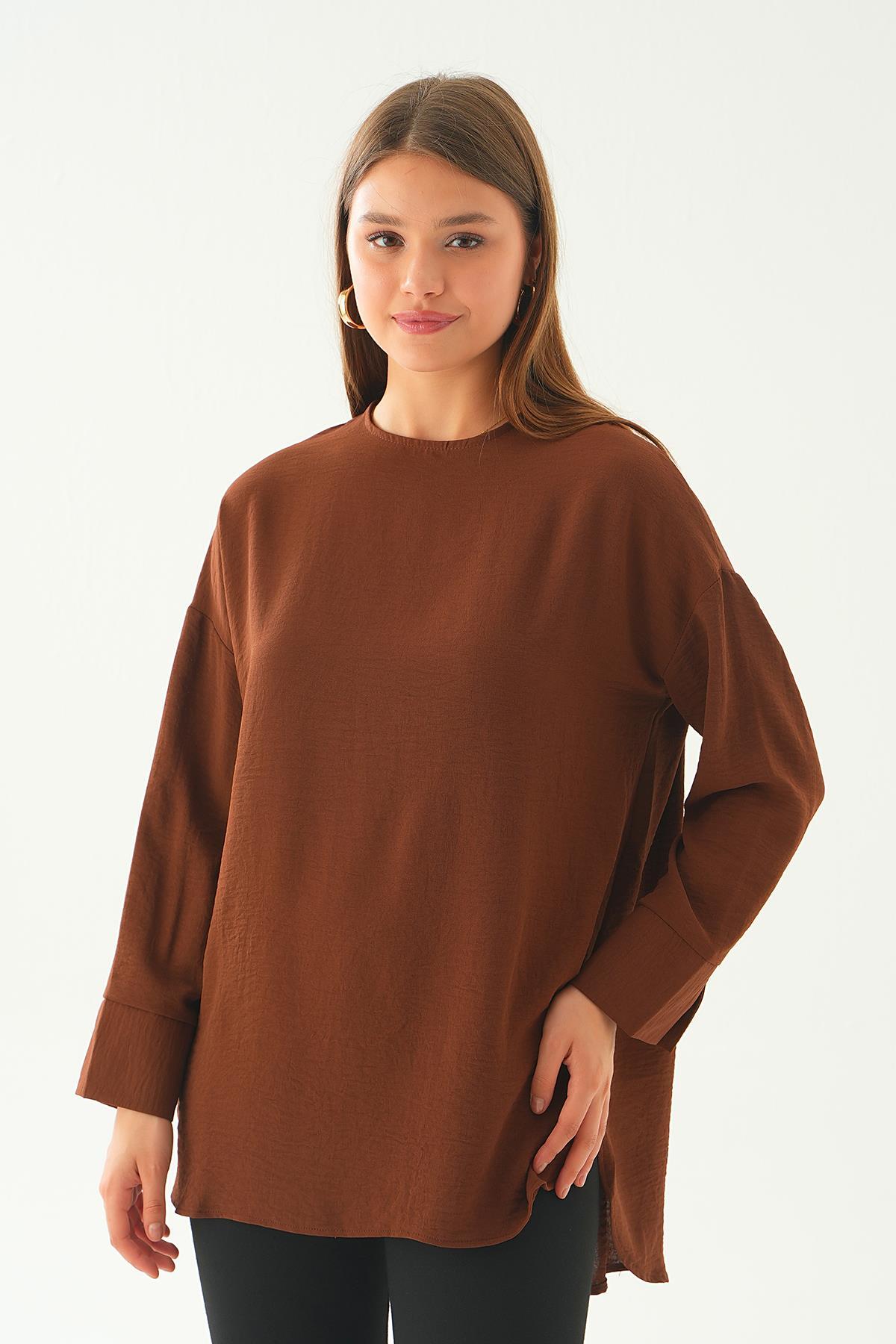 Kahve Bisiklet Yaka Tunik 6808A - 3