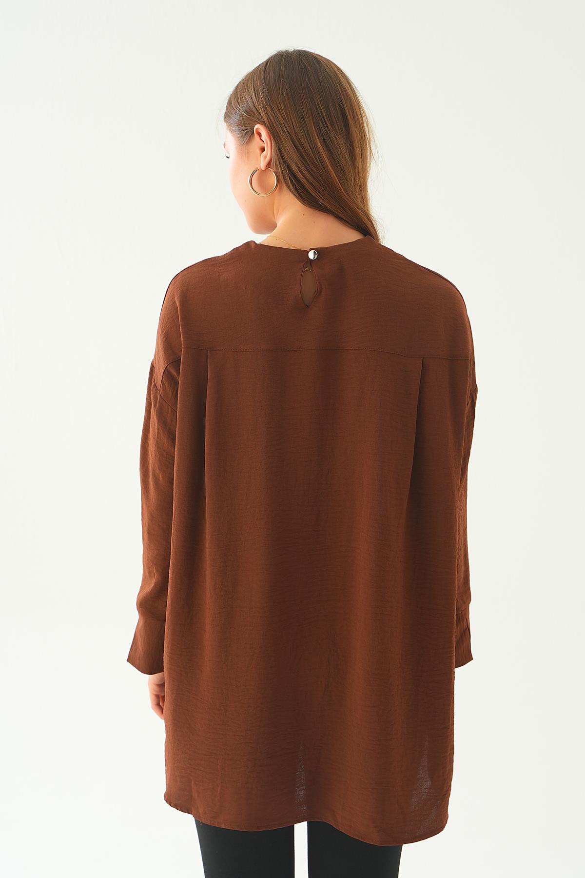Kahve Bisiklet Yaka Tunik 6808A - 4