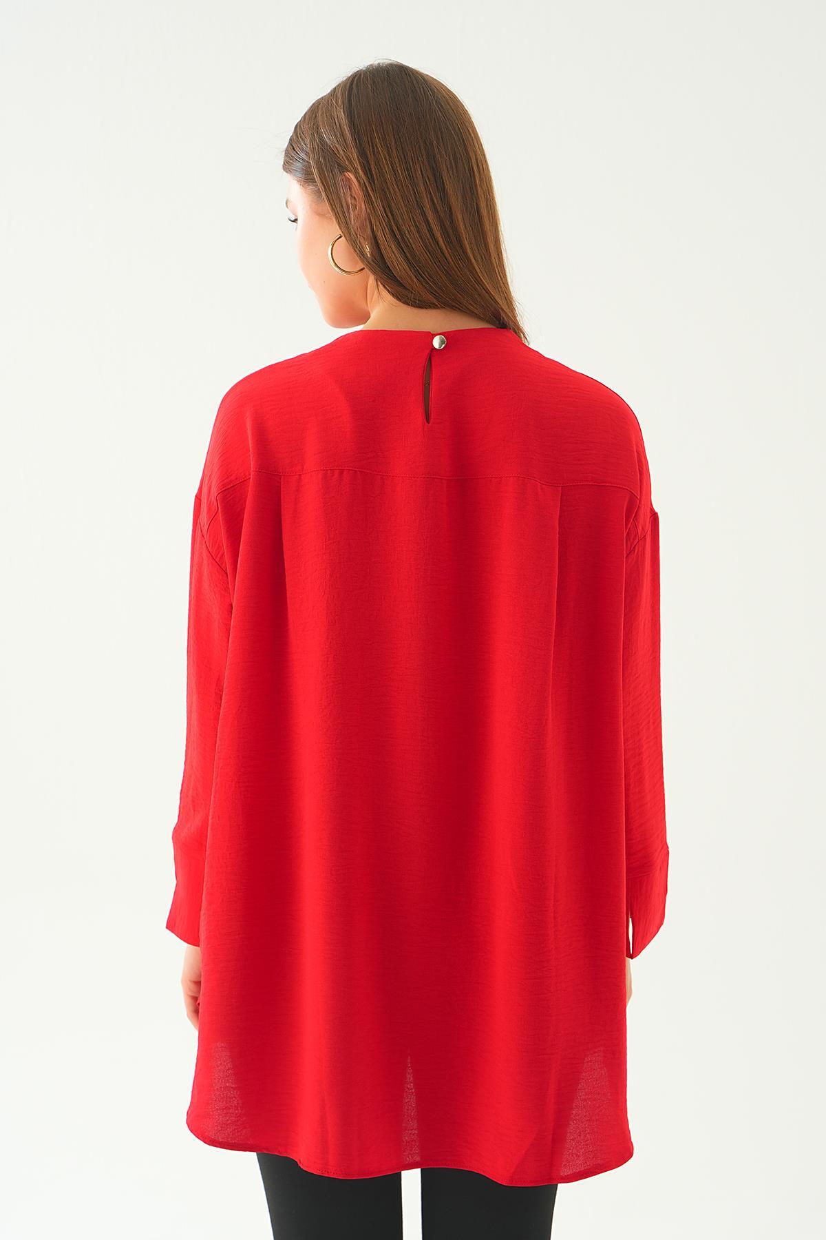 Kırmızı Bisiklet Yaka Tunik 6808A - 4