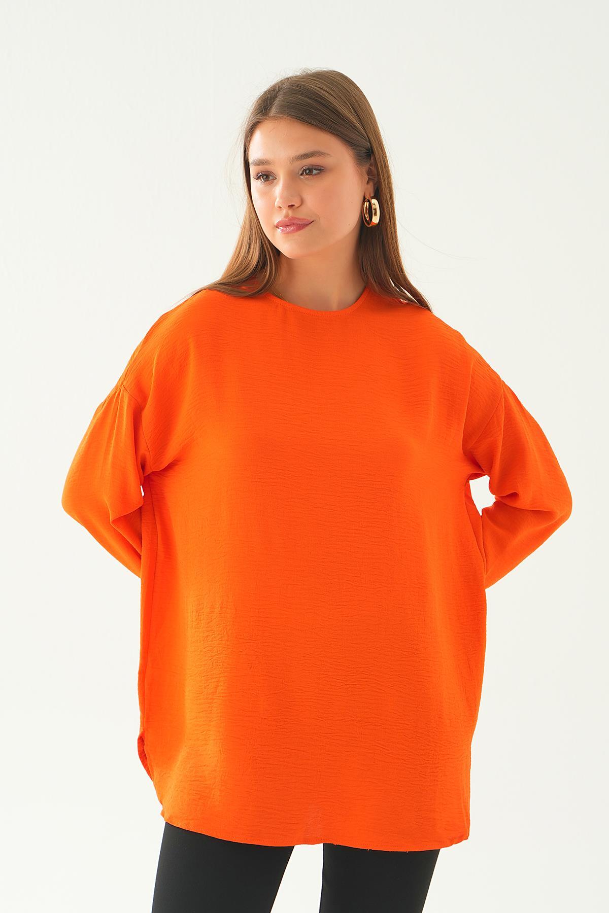 6808A Bisiklet Yaka Tunik Orange - 3