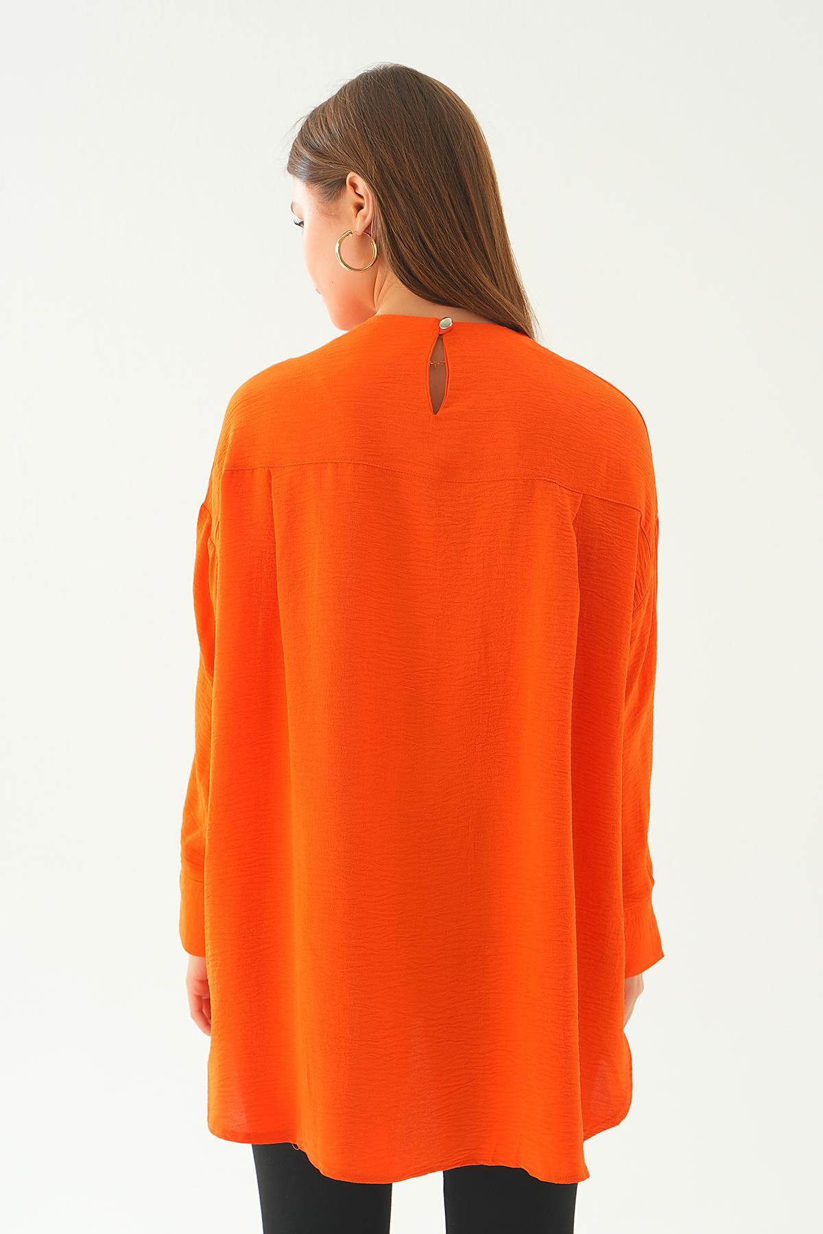 6808A Bisiklet Yaka Tunik Orange - 4