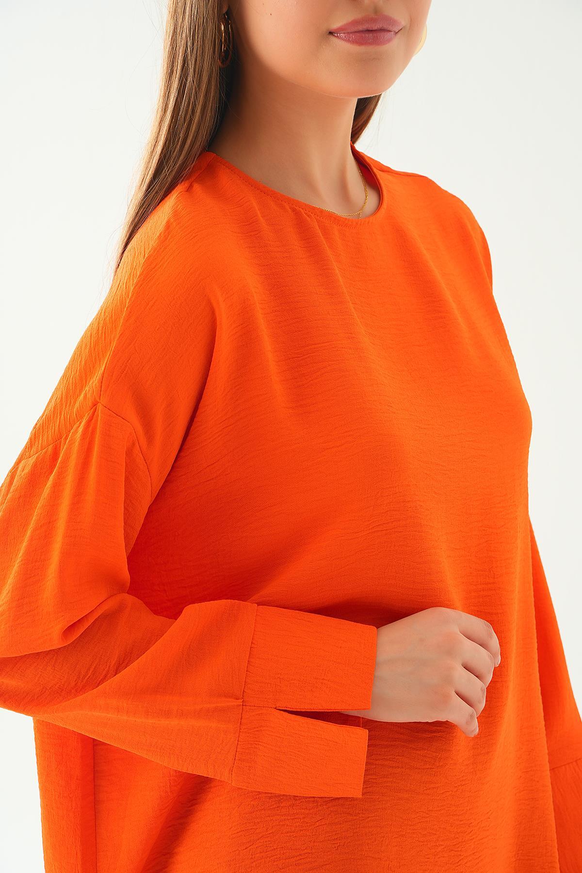 6808A Bisiklet Yaka Tunik Orange - 5