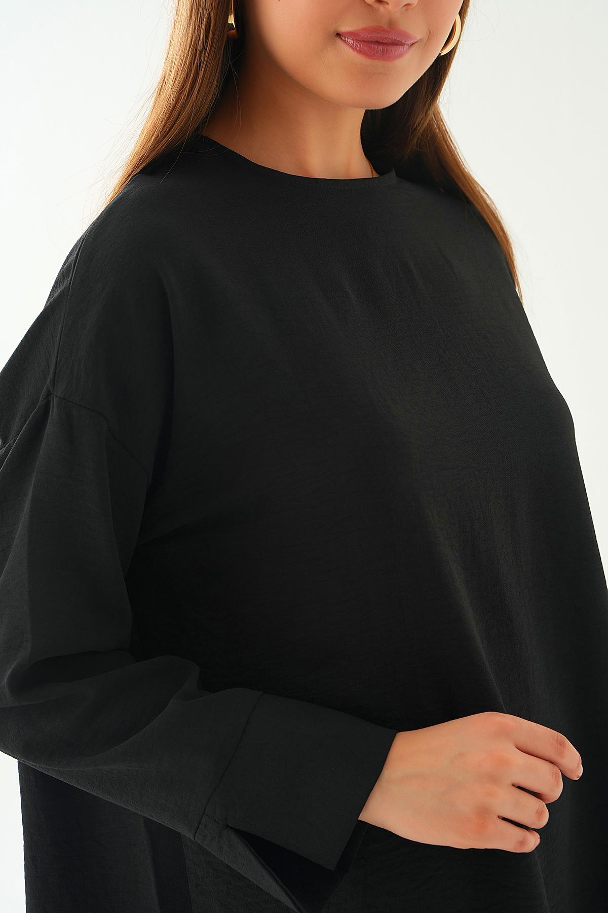 6808A Bisiklet Yaka Tunik Siyah - 6