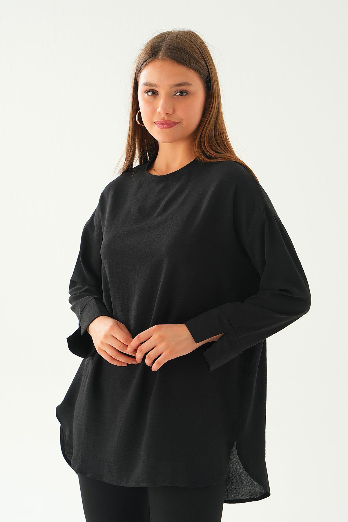 Siyah Bisiklet Yaka Tunik 6808A - 4