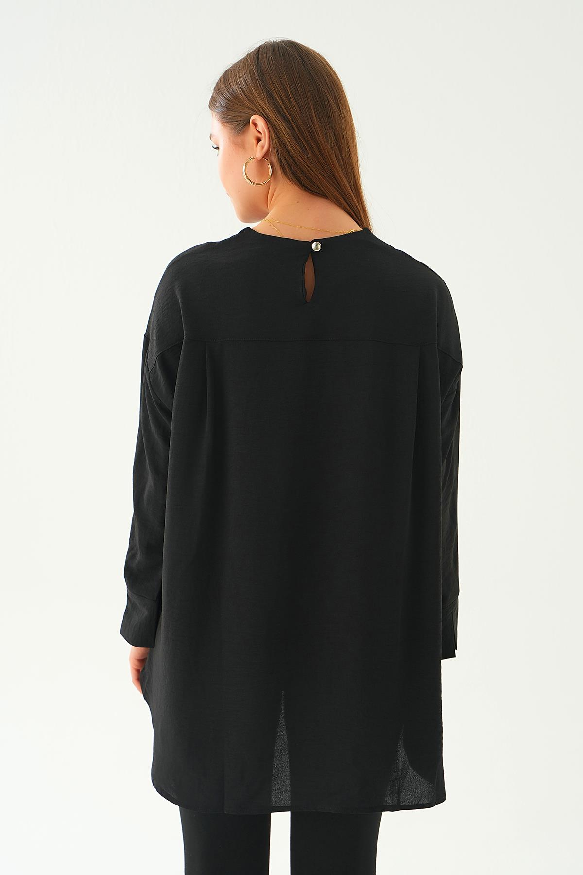 Siyah Bisiklet Yaka Tunik 6808A - 5