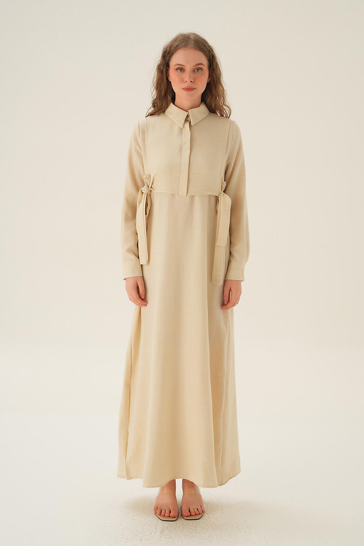 6809A Bolerolu Elbise Bej - 6