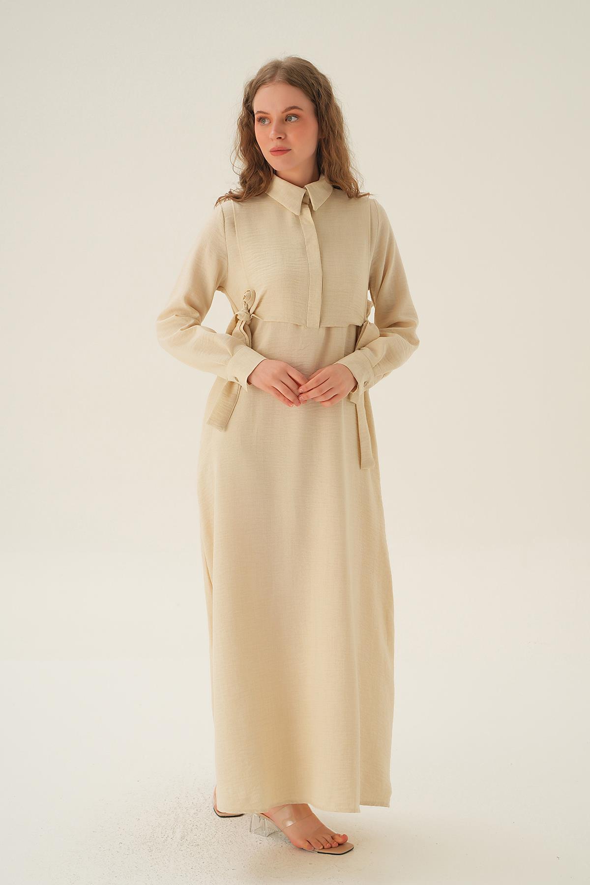 Bej Bolerolu Elbise 6809A - 1