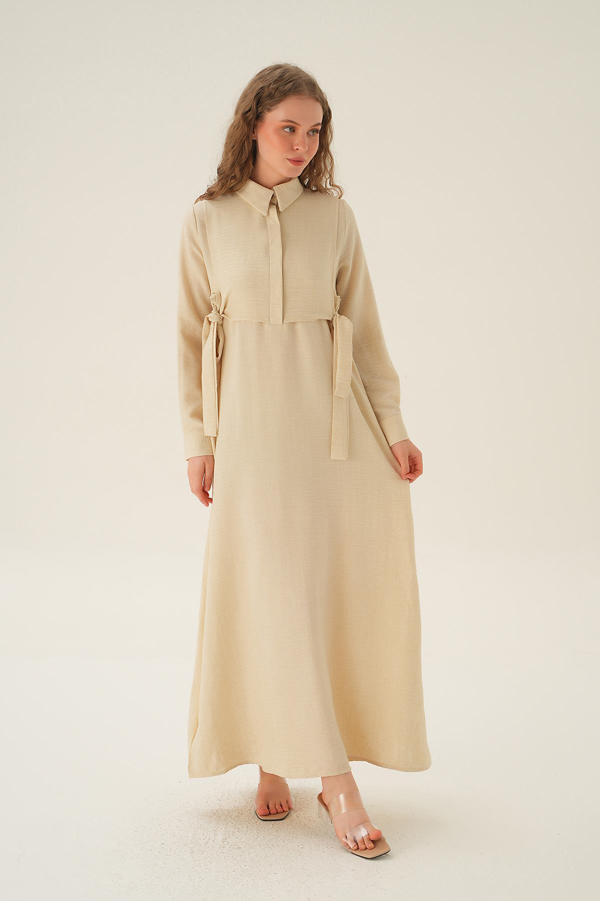 Bej Bolerolu Elbise 6809A - 2