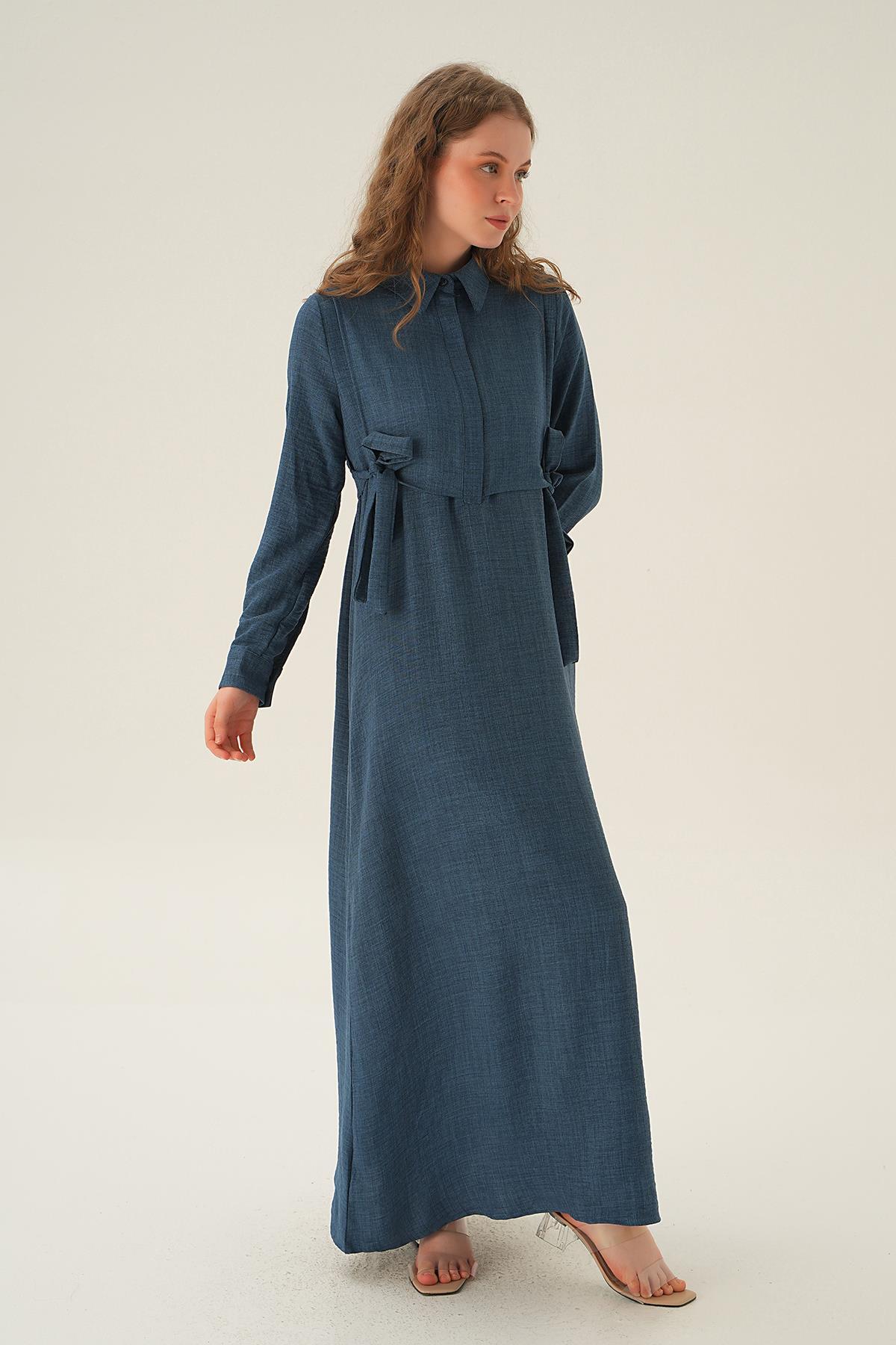 6809A Bolerolu Elbise İndigo - 4