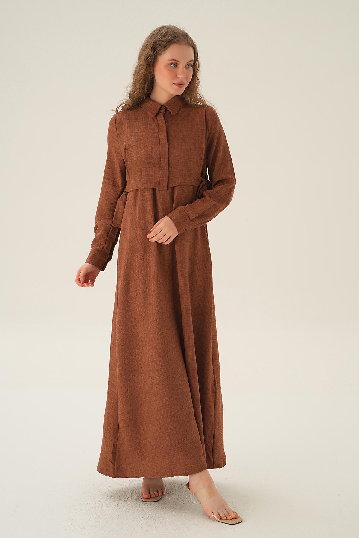 Kahve Bolerolu Elbise 6809A - 3