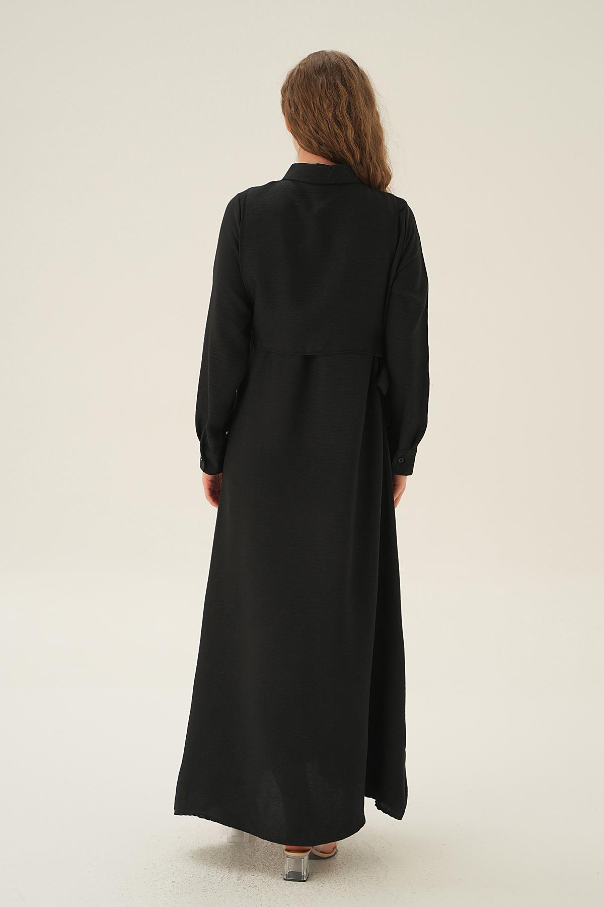 6809A Bolerolu Elbise Siyah - 6