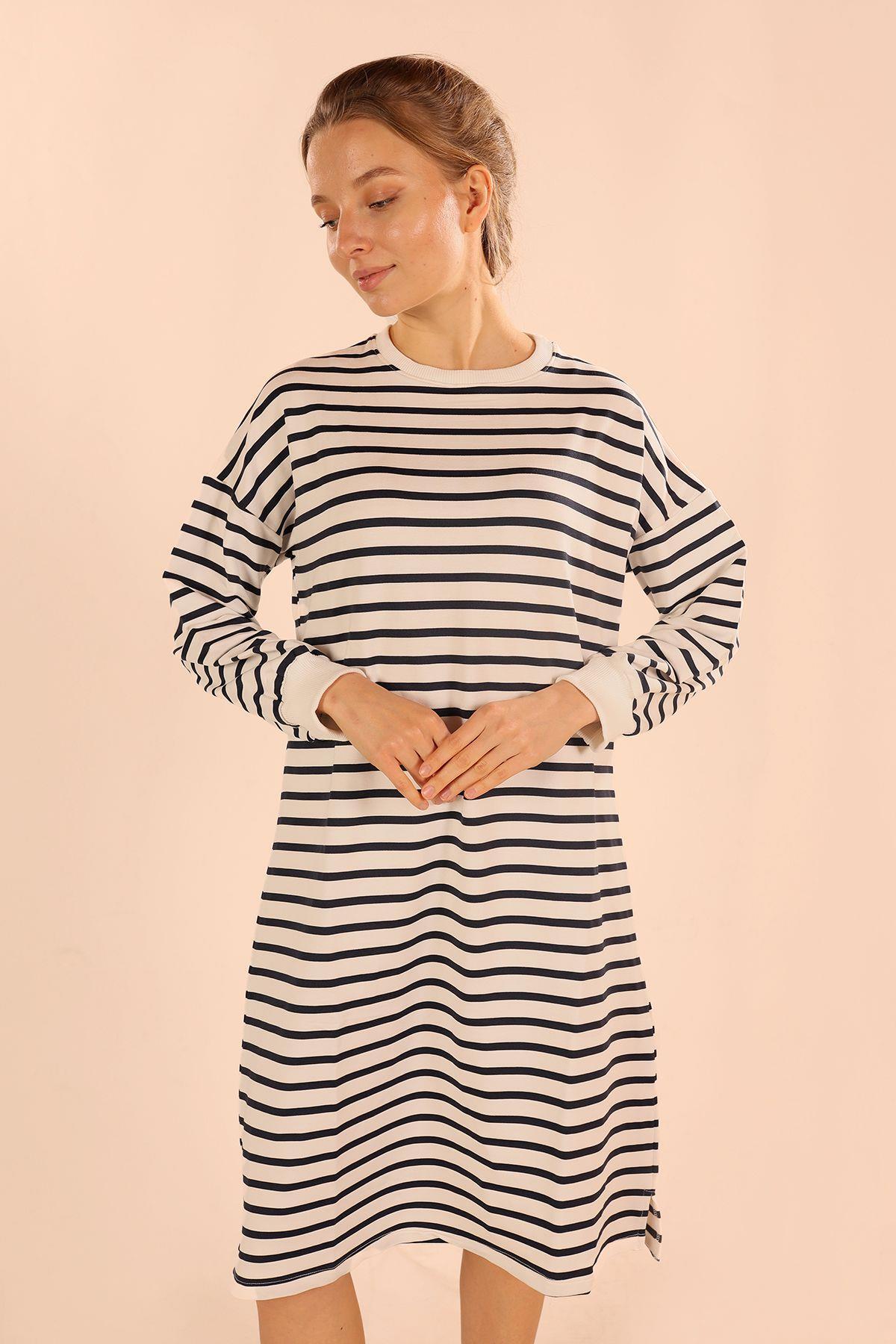 Laci Çizgili Uzun Sweat 6810 - 5