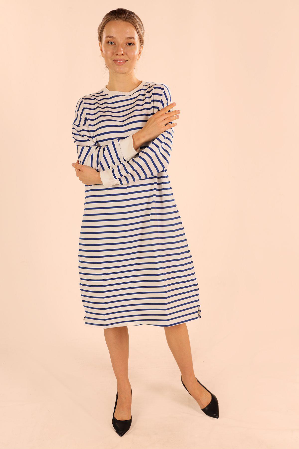 Saks Çizgili Uzun Sweat 6810 - 3