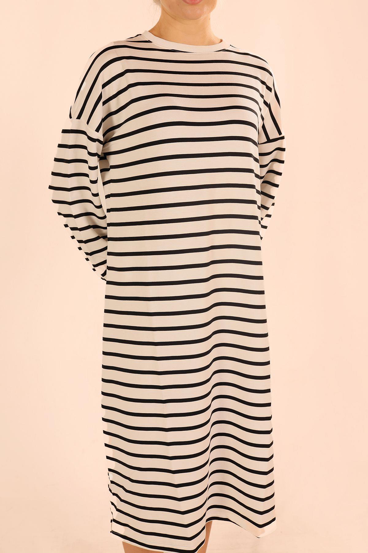 Siyah Çizgili Uzun Sweat 6810 - 4