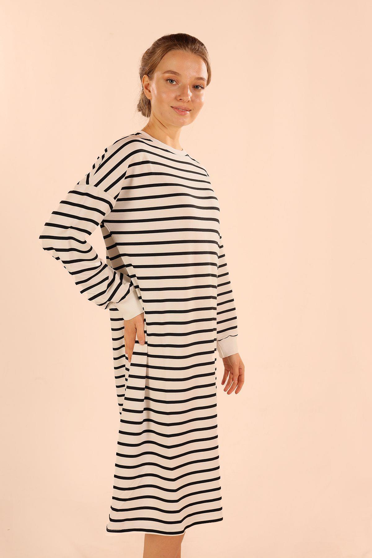 Siyah Çizgili Uzun Sweat 6810 - 6