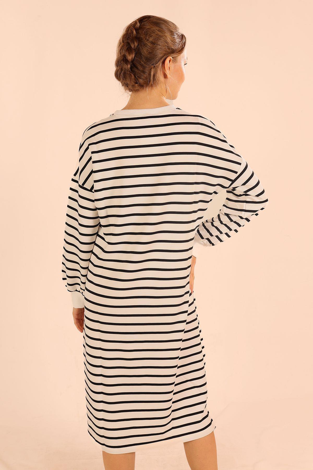 Siyah Çizgili Uzun Sweat 6810 - 7