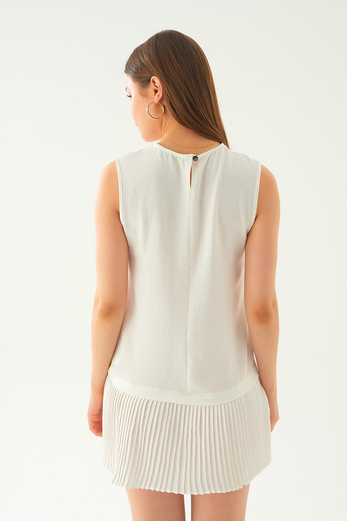 6810A Etek Fırfır Detay Tunik Ekru - 4