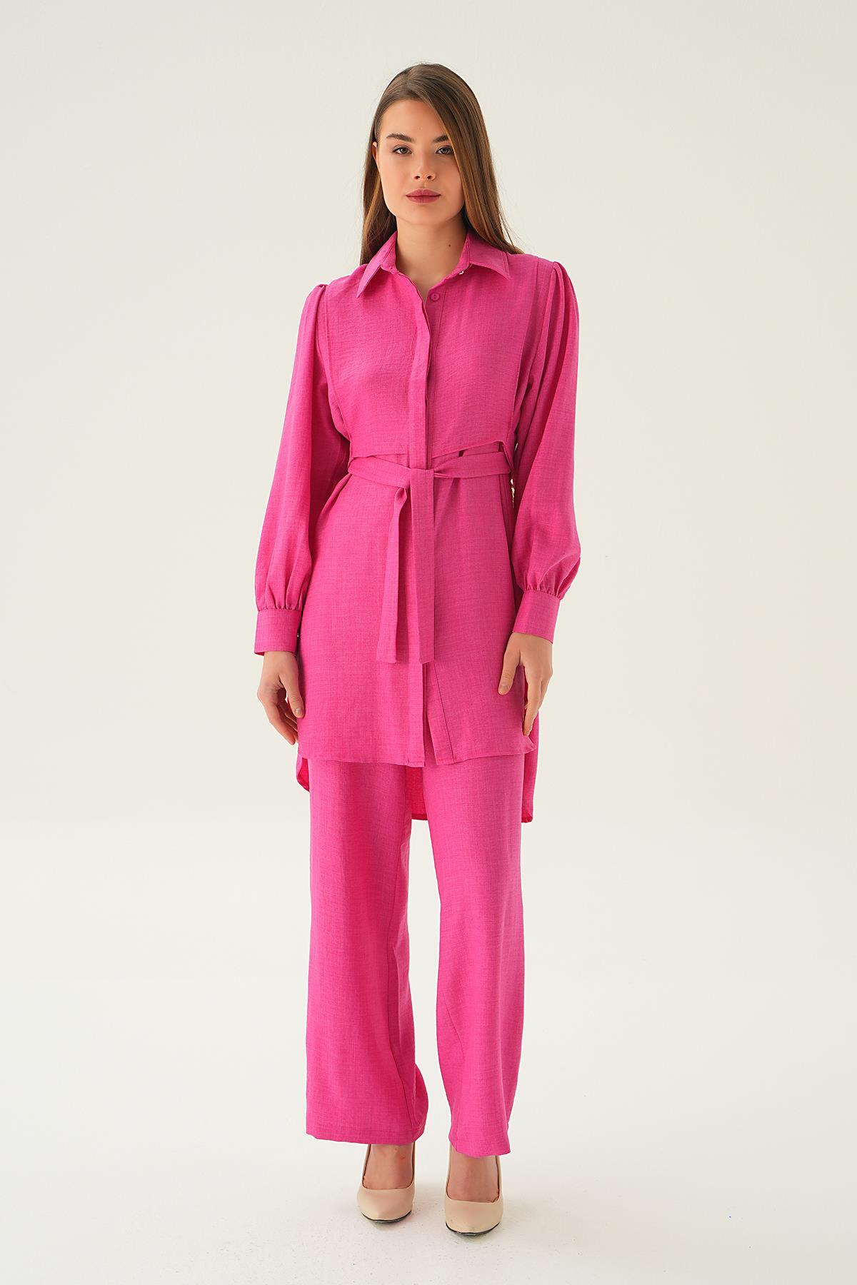 Fuşya Bağlamalı Tunik Pantolon Takım 6835A - 1