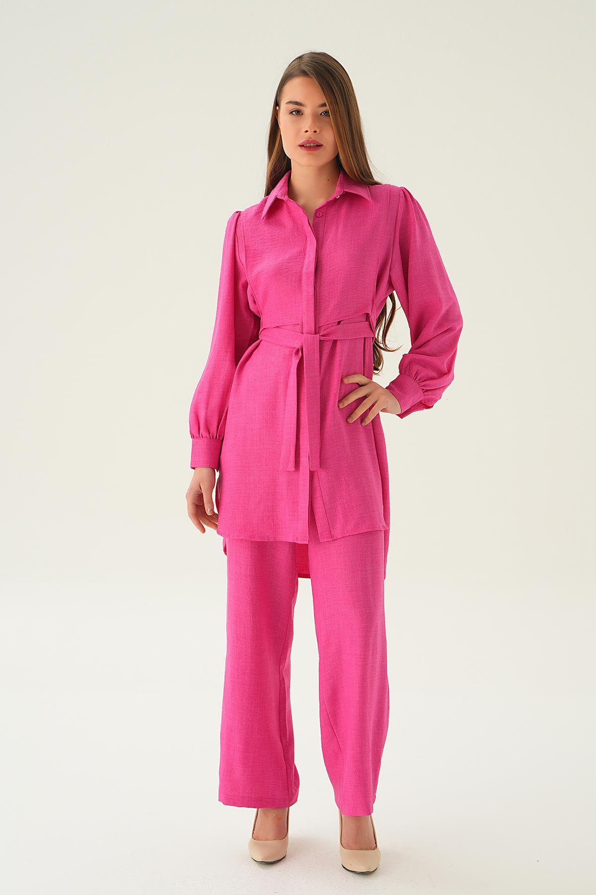 Fuşya Bağlamalı Tunik Pantolon Takım 6835A - 3