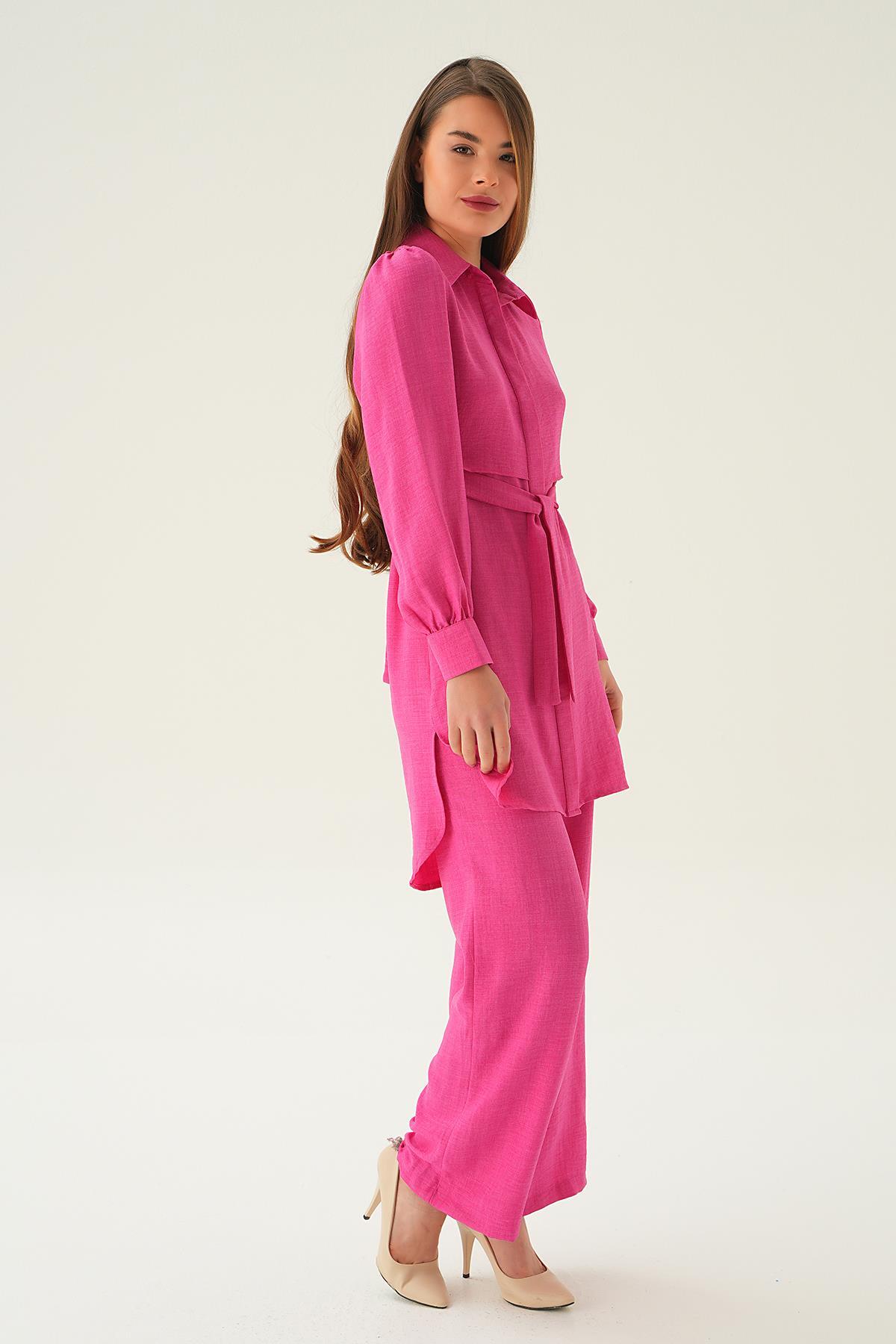 Fuşya Bağlamalı Tunik Pantolon Takım 6835A - 4