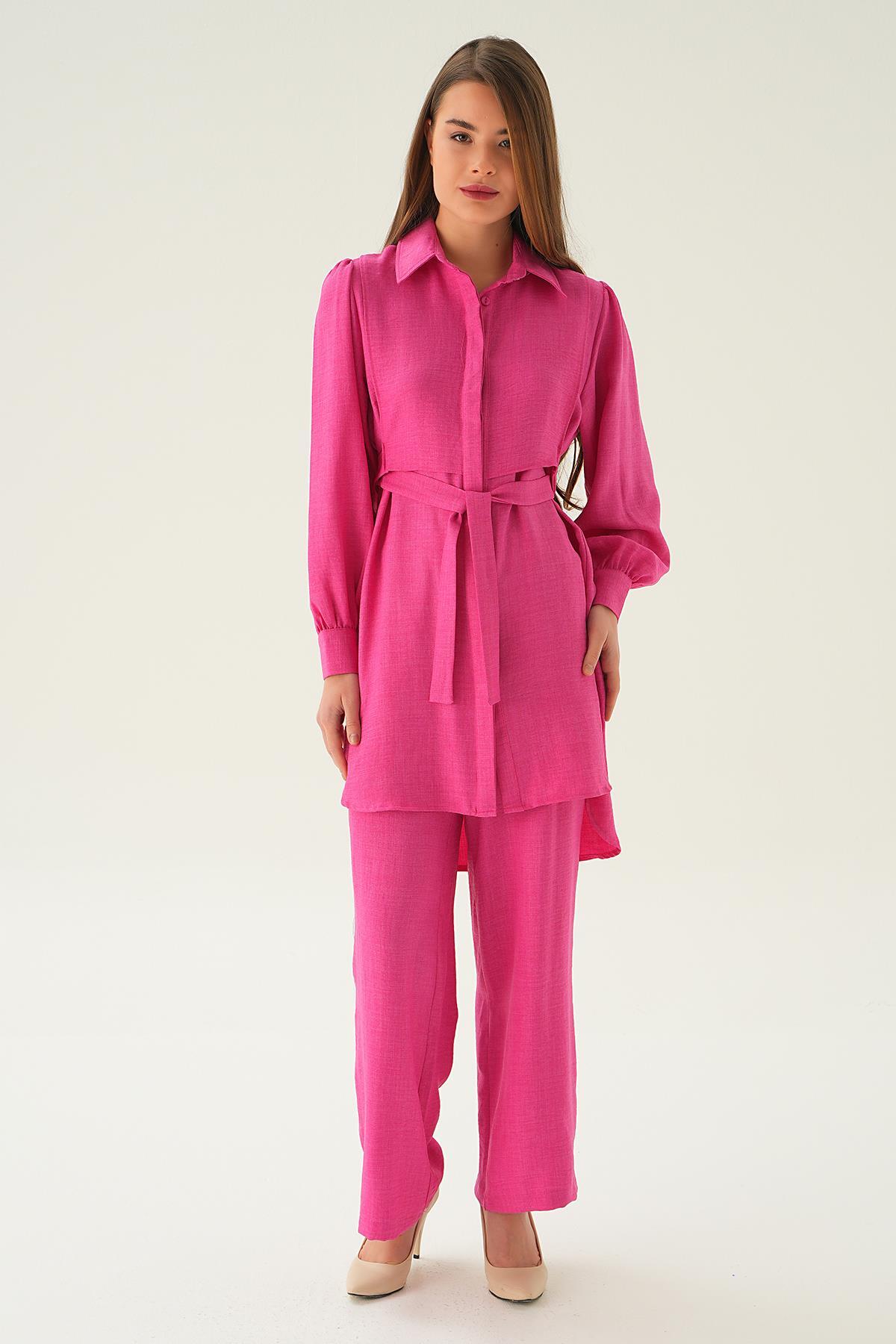 Fuşya Bağlamalı Tunik Pantolon Takım 6835A - 5