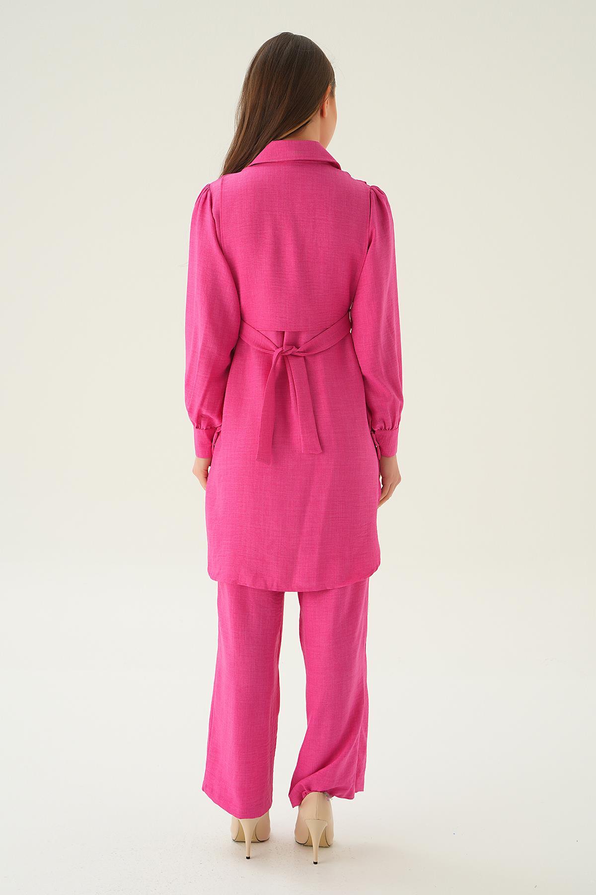 Fuşya Bağlamalı Tunik Pantolon Takım 6835A - 6