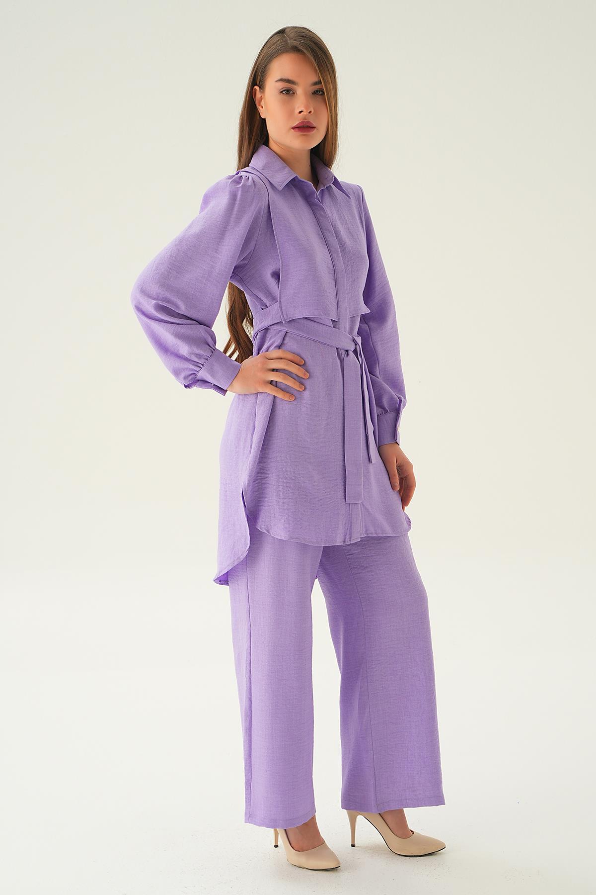 Lila Bağlamalı Tunik Pantolon Takım 6835A - 4