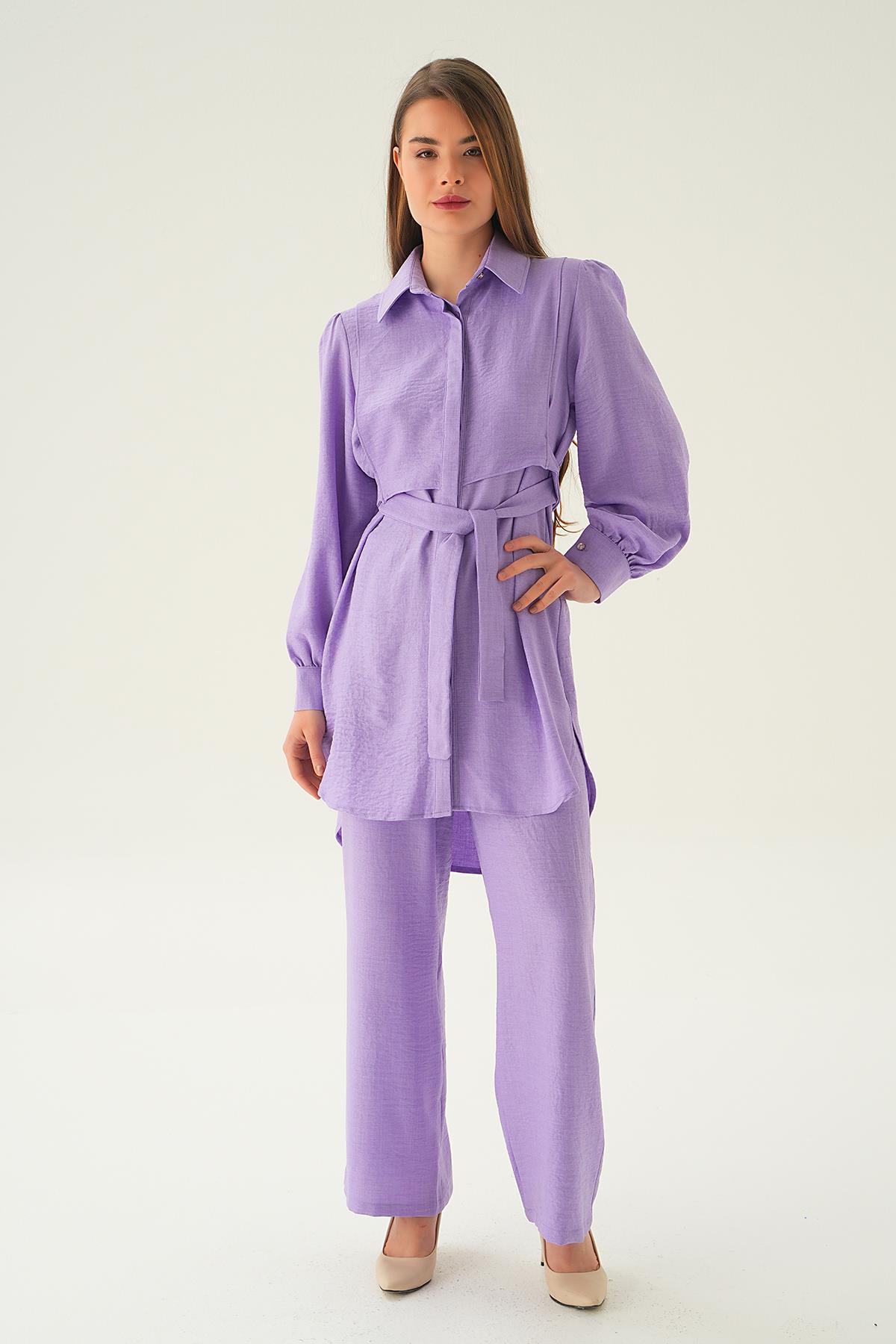 Lila Bağlamalı Tunik Pantolon Takım 6835A - 5