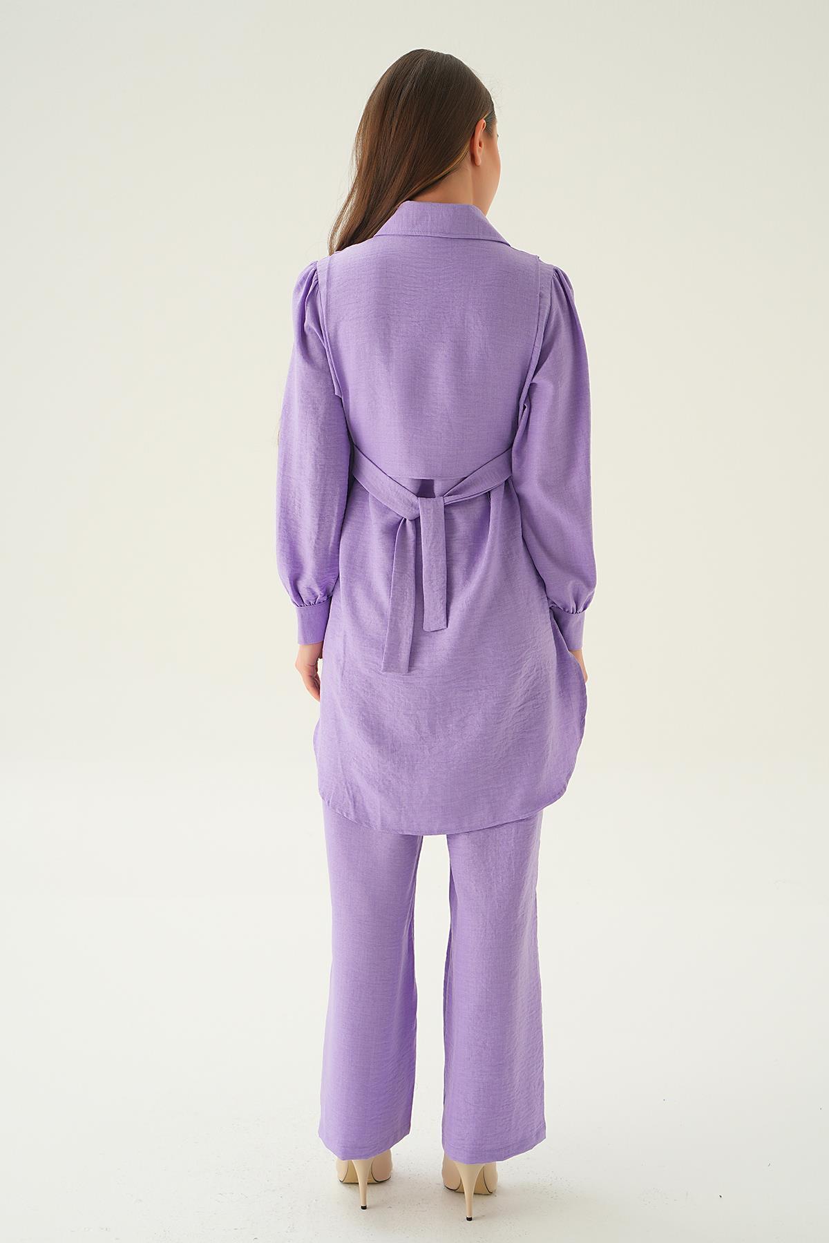Lila Bağlamalı Tunik Pantolon Takım 6835A - 6