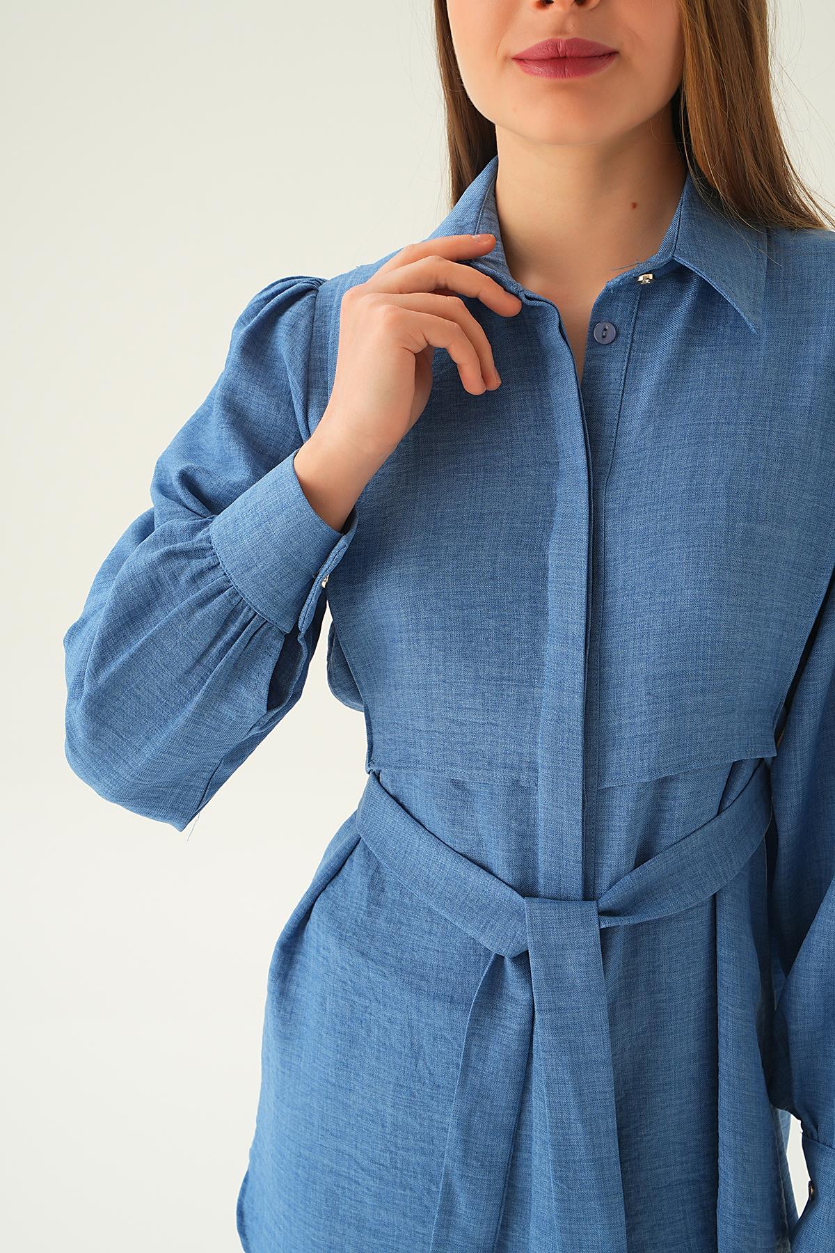 Mavi Bağlamalı Tunik Pantolon Takım 6835A - 2