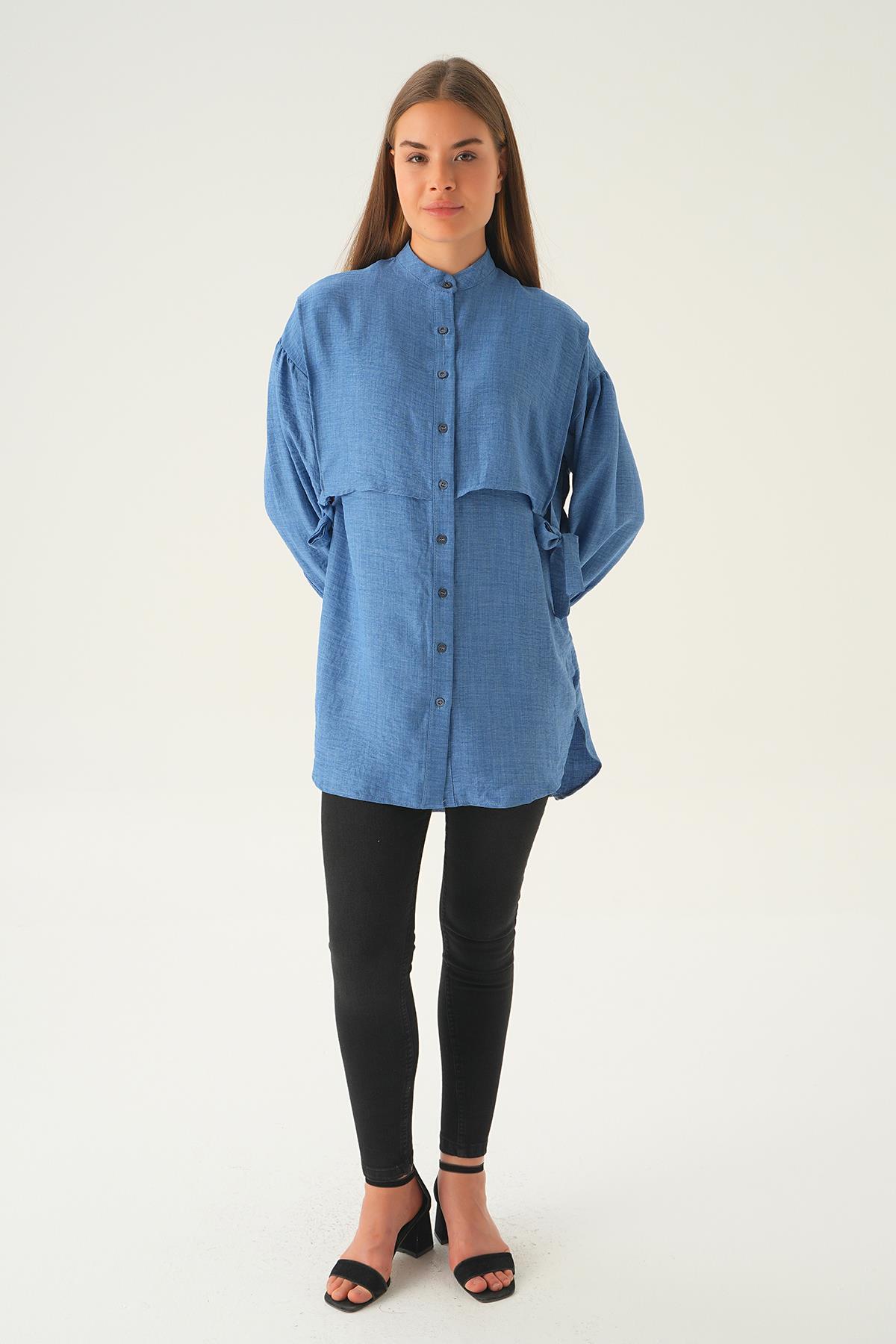 6836A Yan Bağlamalı Tunik İndigo - 3