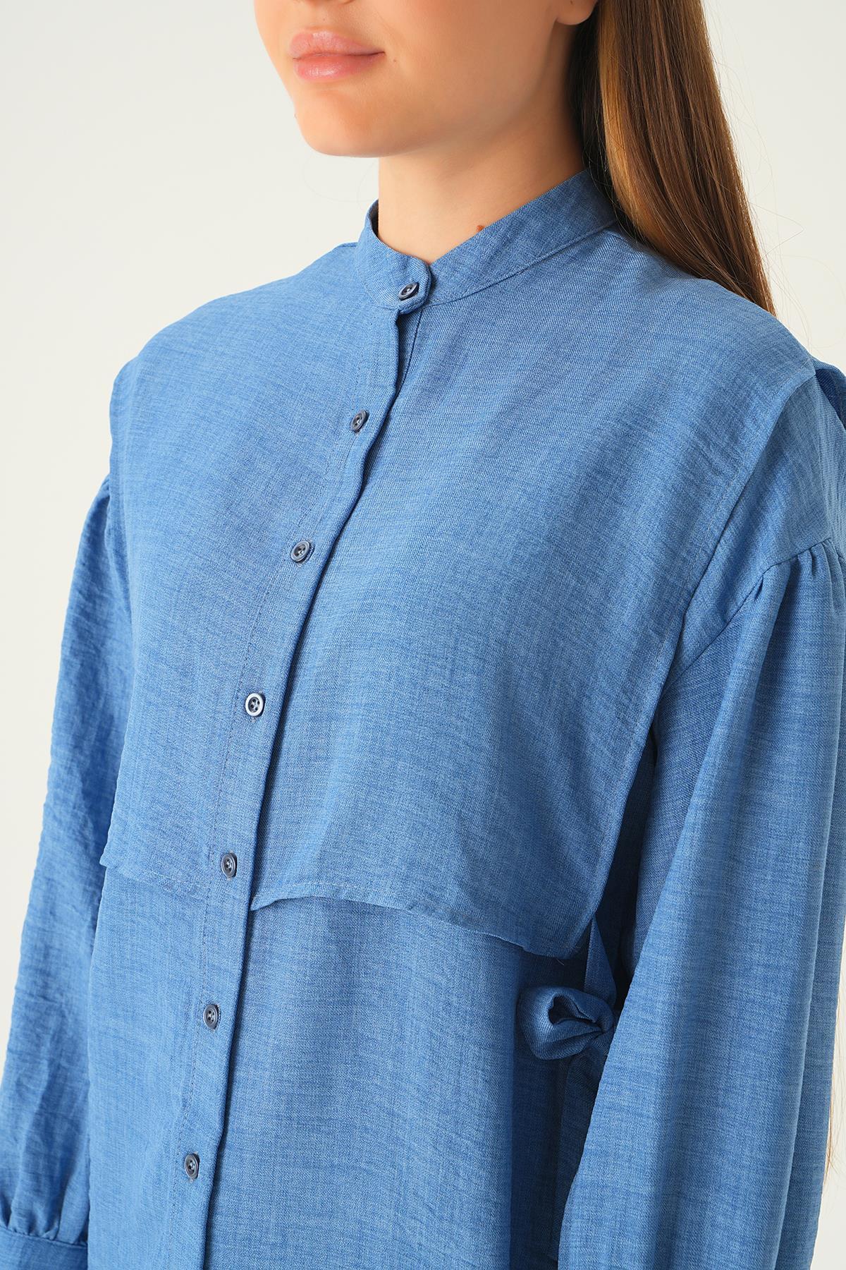 6836A Yan Bağlamalı Tunik İndigo - 6