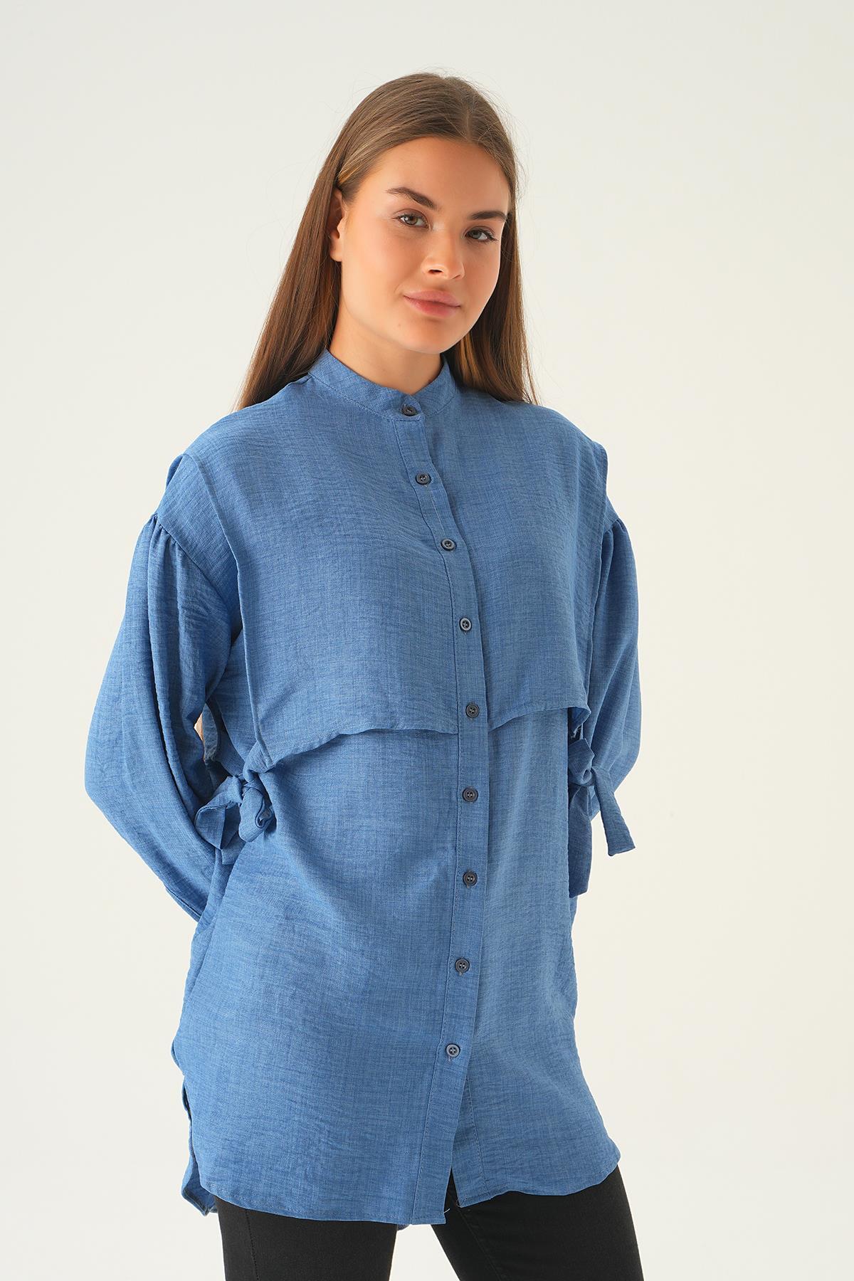 İndigo Yan Bağlamalı Tunik 6836A - 4