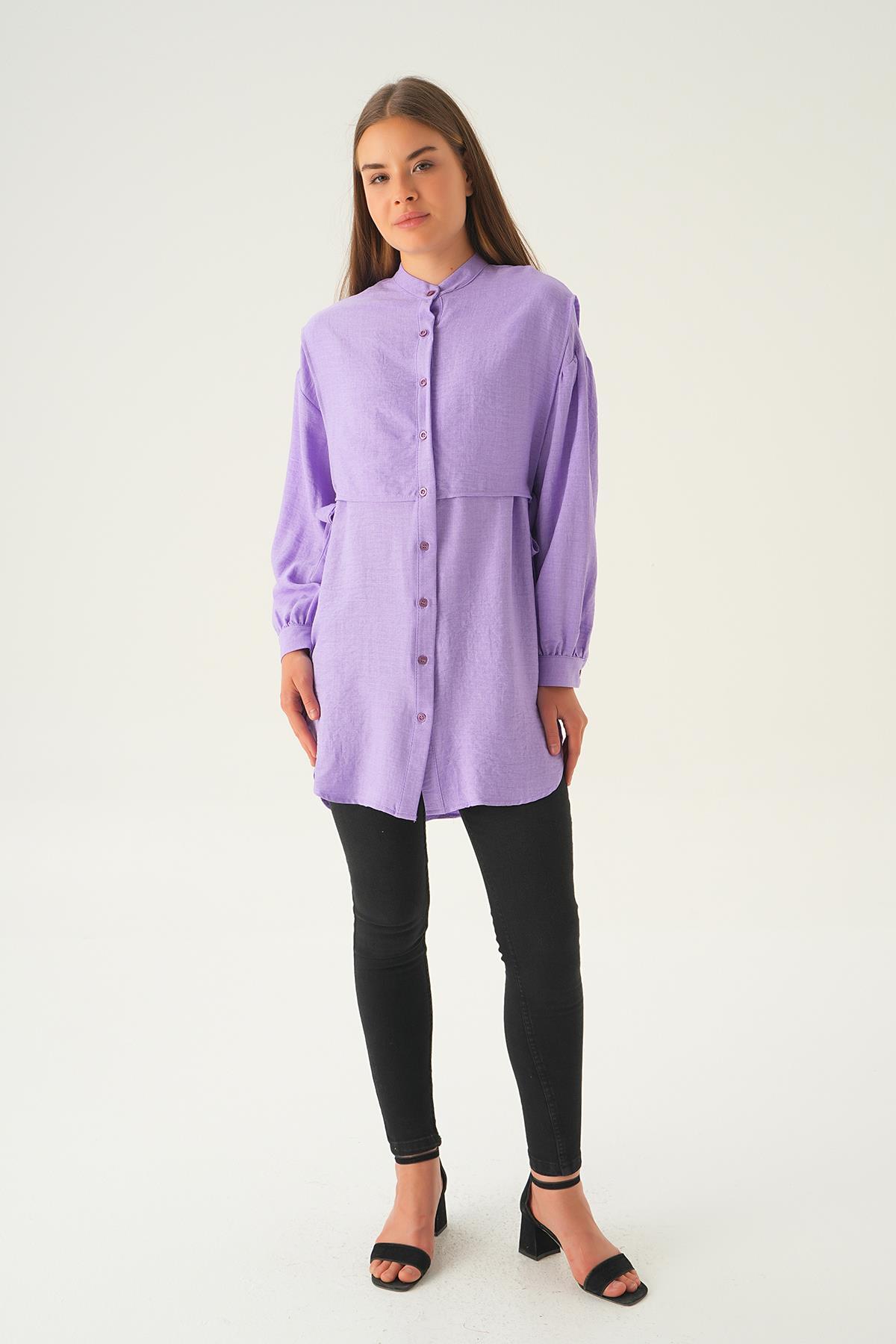 Lila Yan Bağlamalı Tunik 6836A - 2