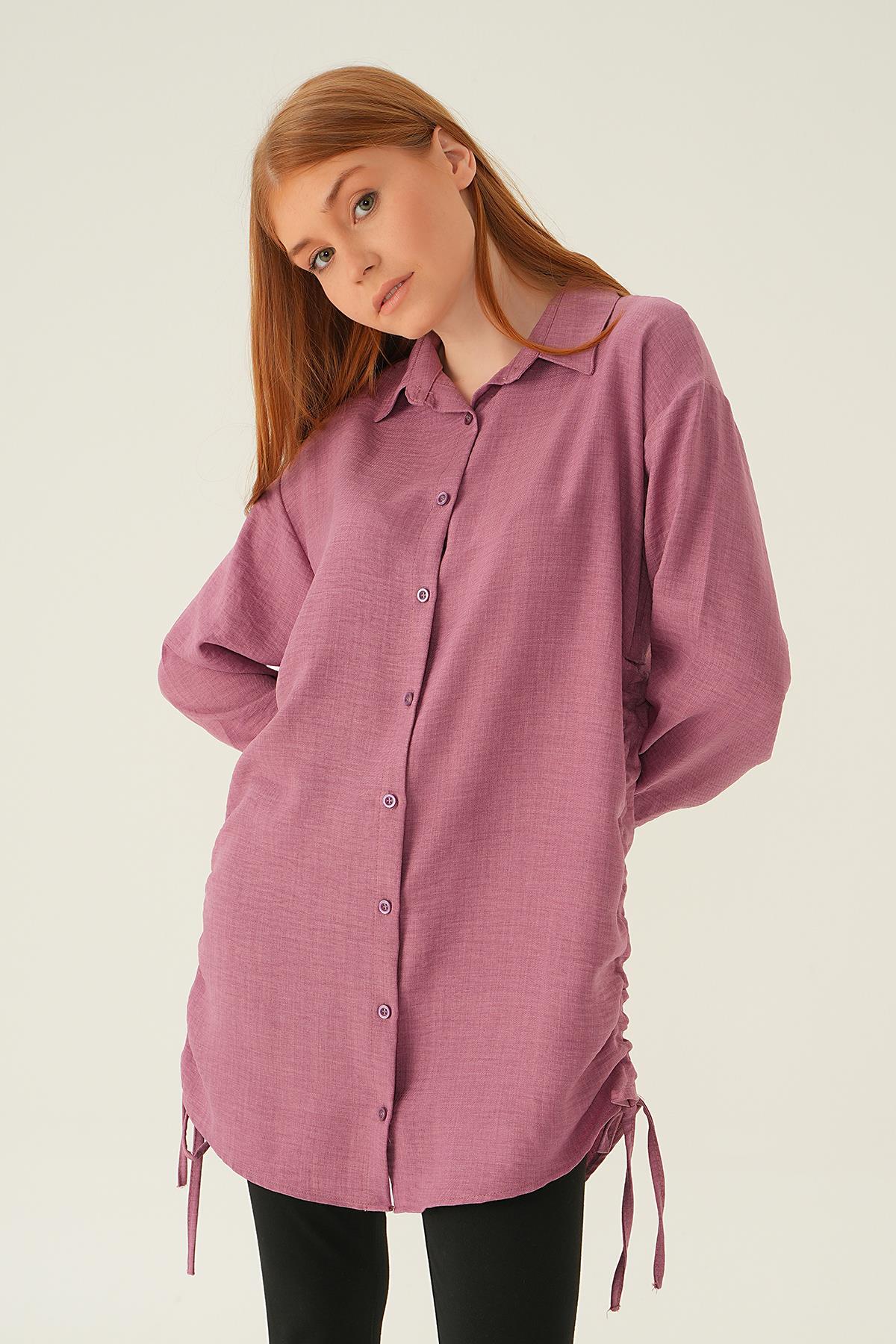 Gül Yanları Büzgülü Tunik 6837A - 1