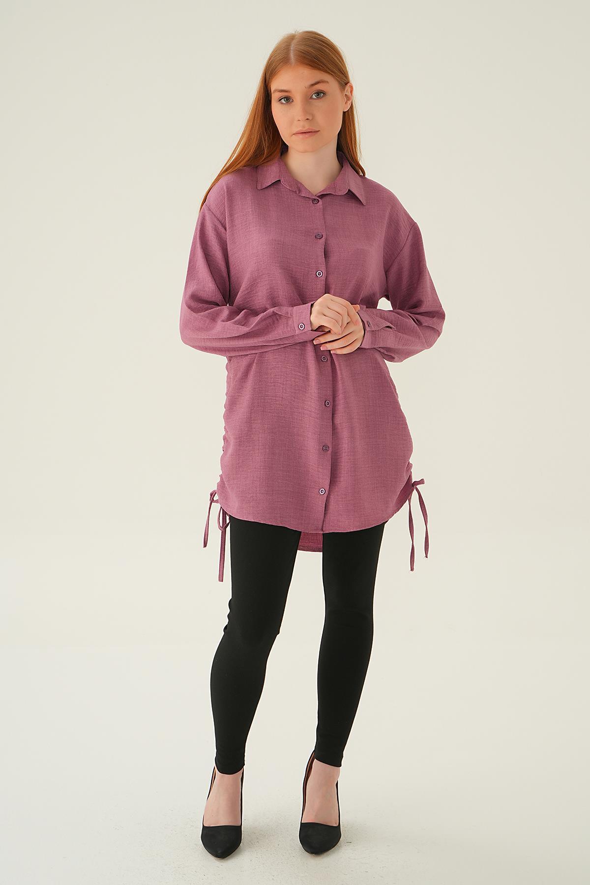 Gül Yanları Büzgülü Tunik 6837A - 2