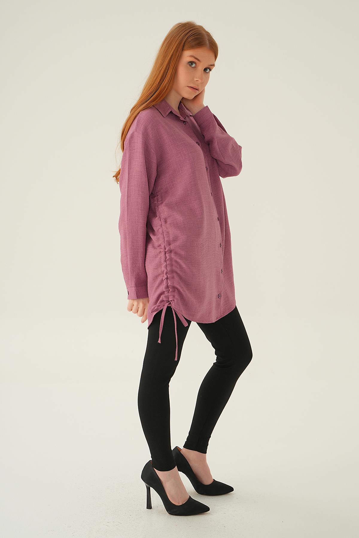 Gül Yanları Büzgülü Tunik 6837A - 4