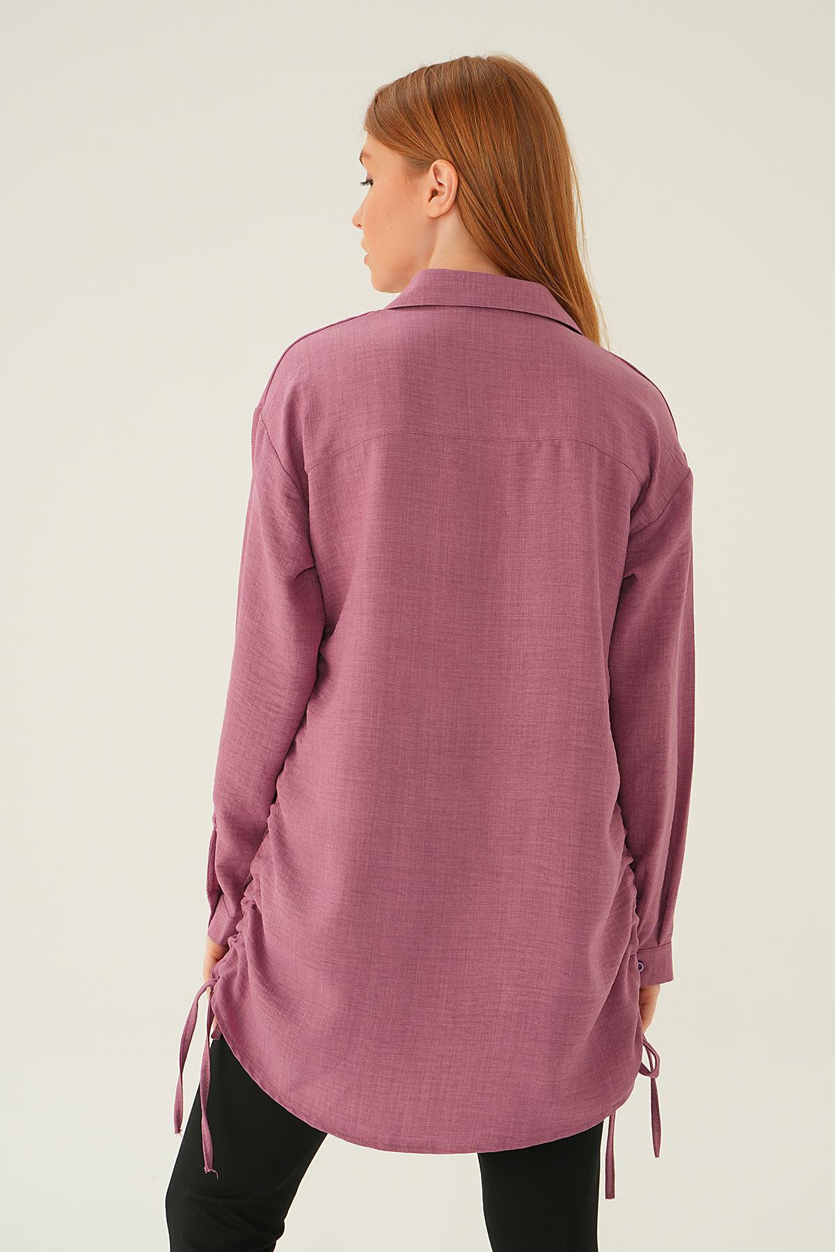 Gül Yanları Büzgülü Tunik 6837A - 5