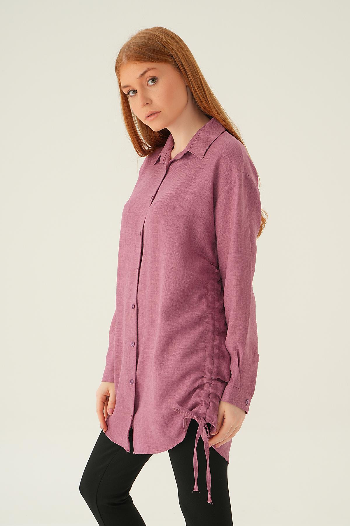 Gül Yanları Büzgülü Tunik 6837A - 6