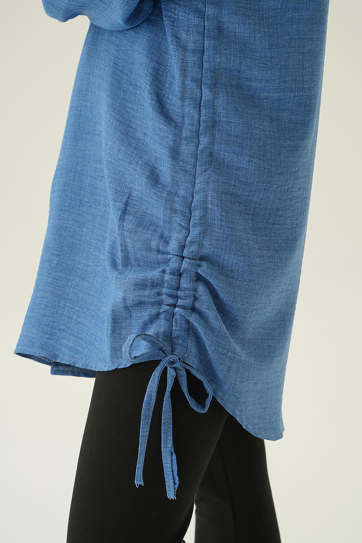 6837A Yanları Büzgülü Tunik İndigo - 4