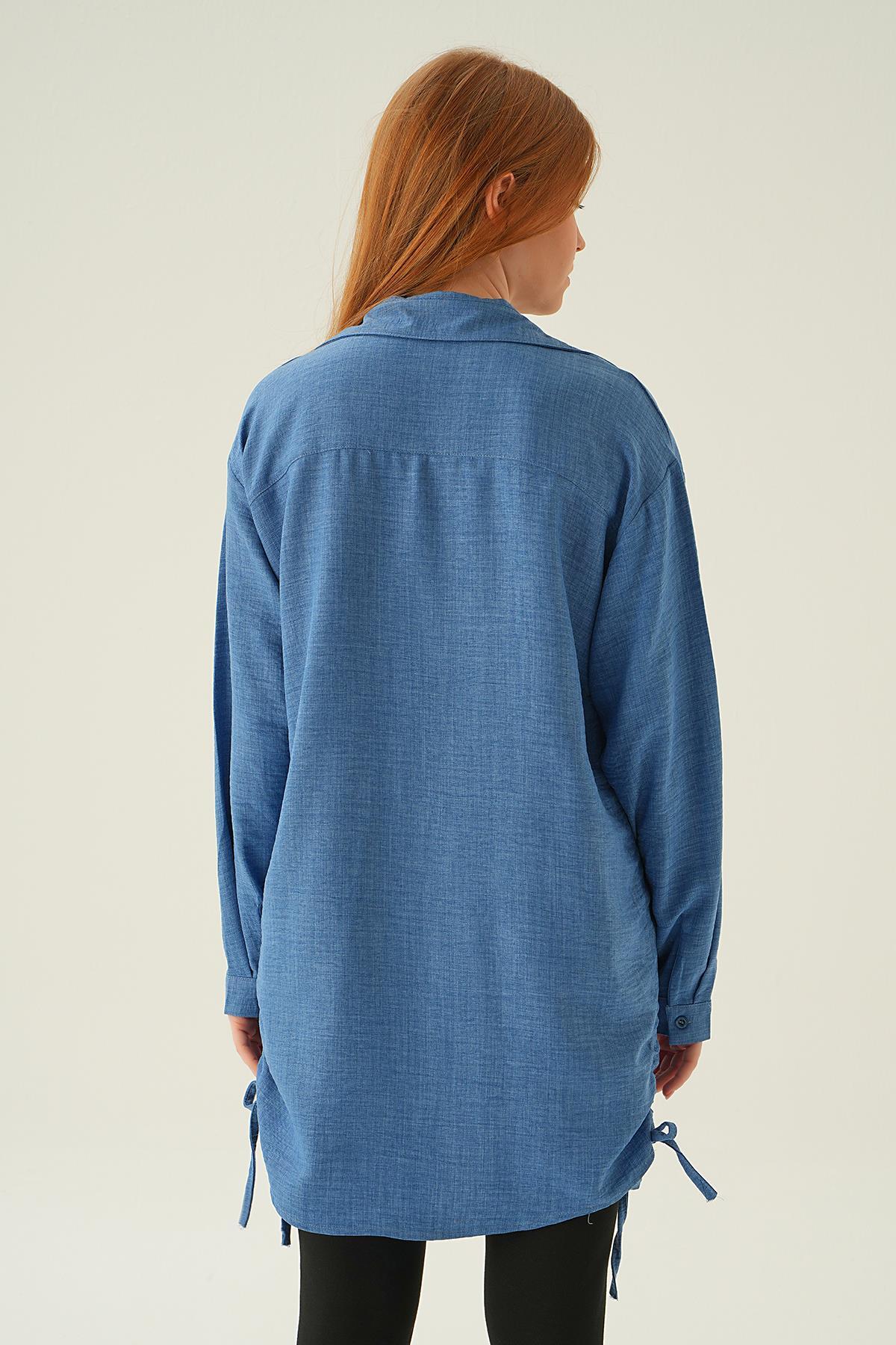 İndigo Yanları Büzgülü Tunik 6837A - 6