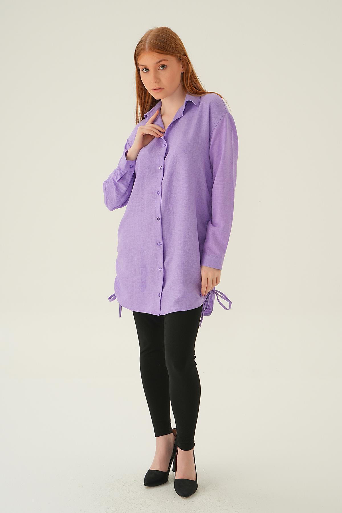 6837A Yanları Büzgülü Tunik Lila - 2