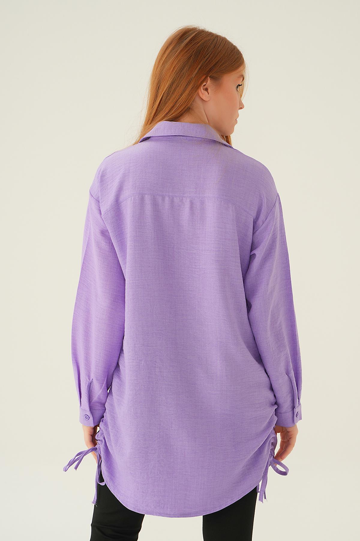 Lila Yanları Büzgülü Tunik 6837A - 5