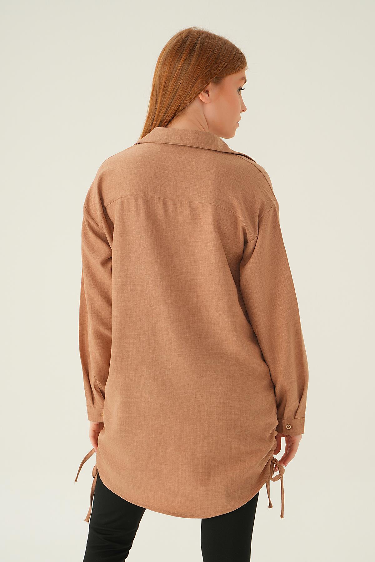 6837A Yanları Büzgülü Tunik Vizon - 5