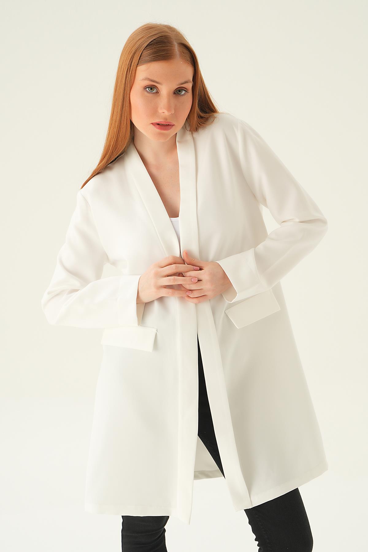 Ekru Uzun Ceket 6839A - 1