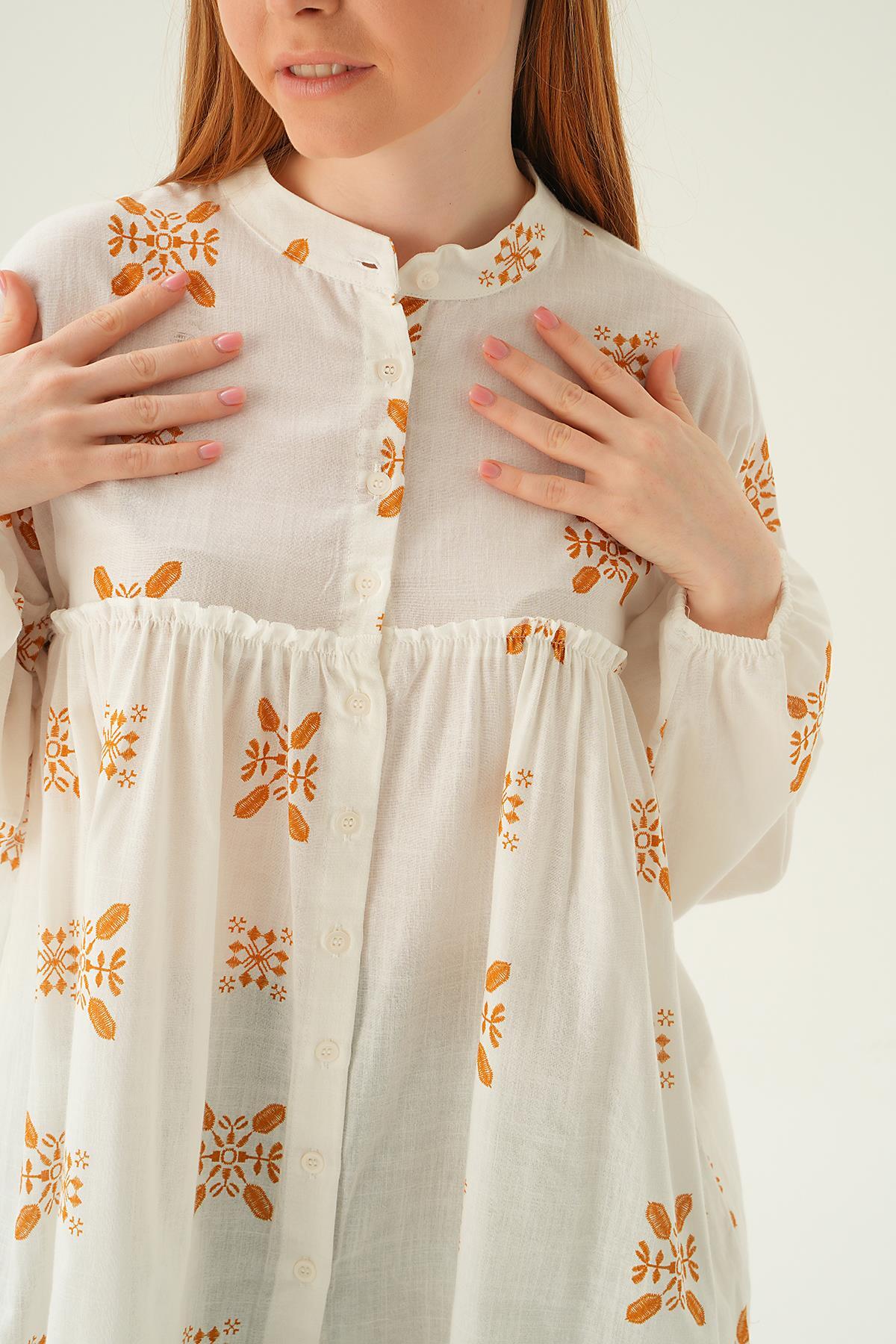 6853A Hakim Yaka Desenli Tunik Bisküvi - 5