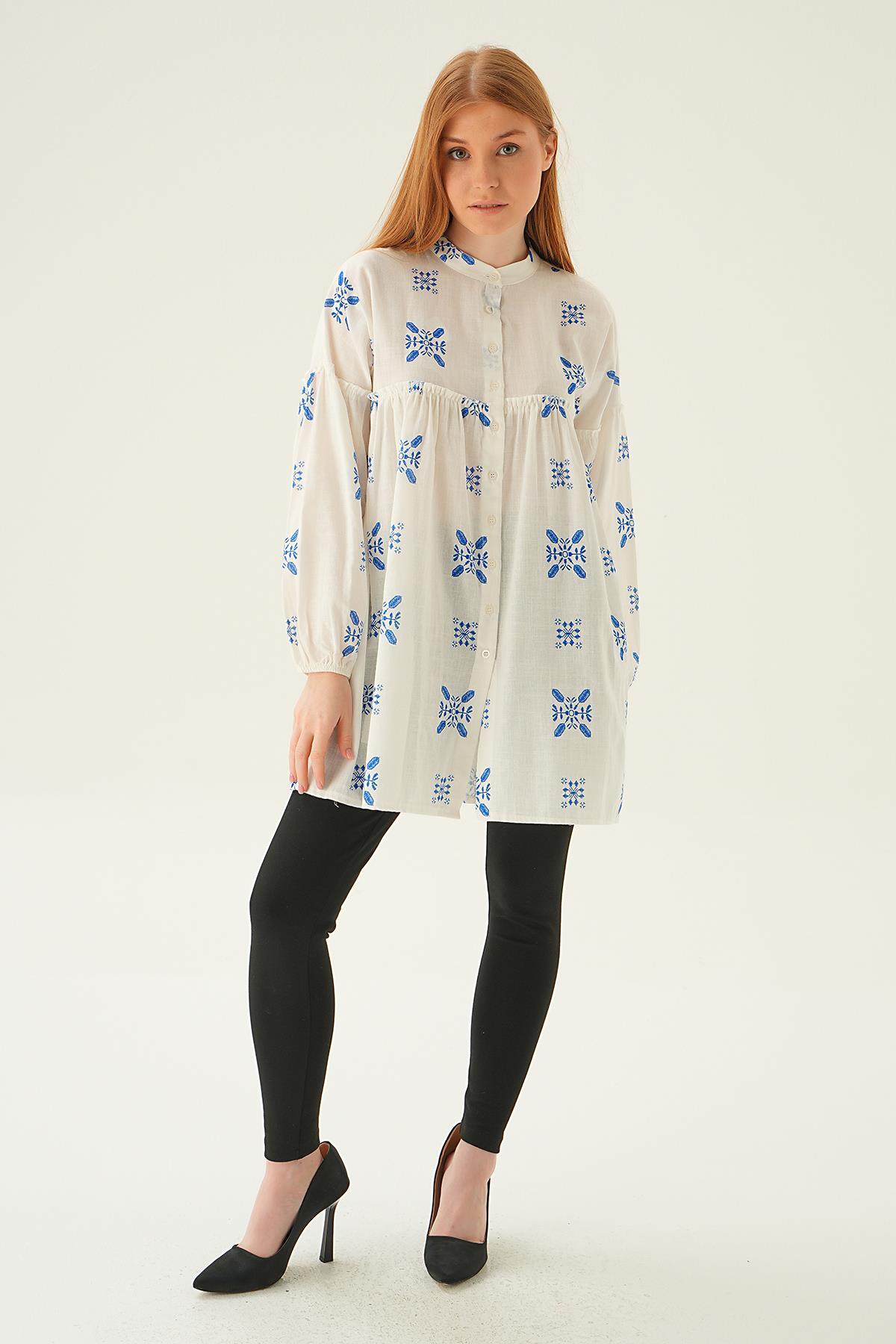 Saks Hakim Yaka Desenli Tunik 6853A - 2