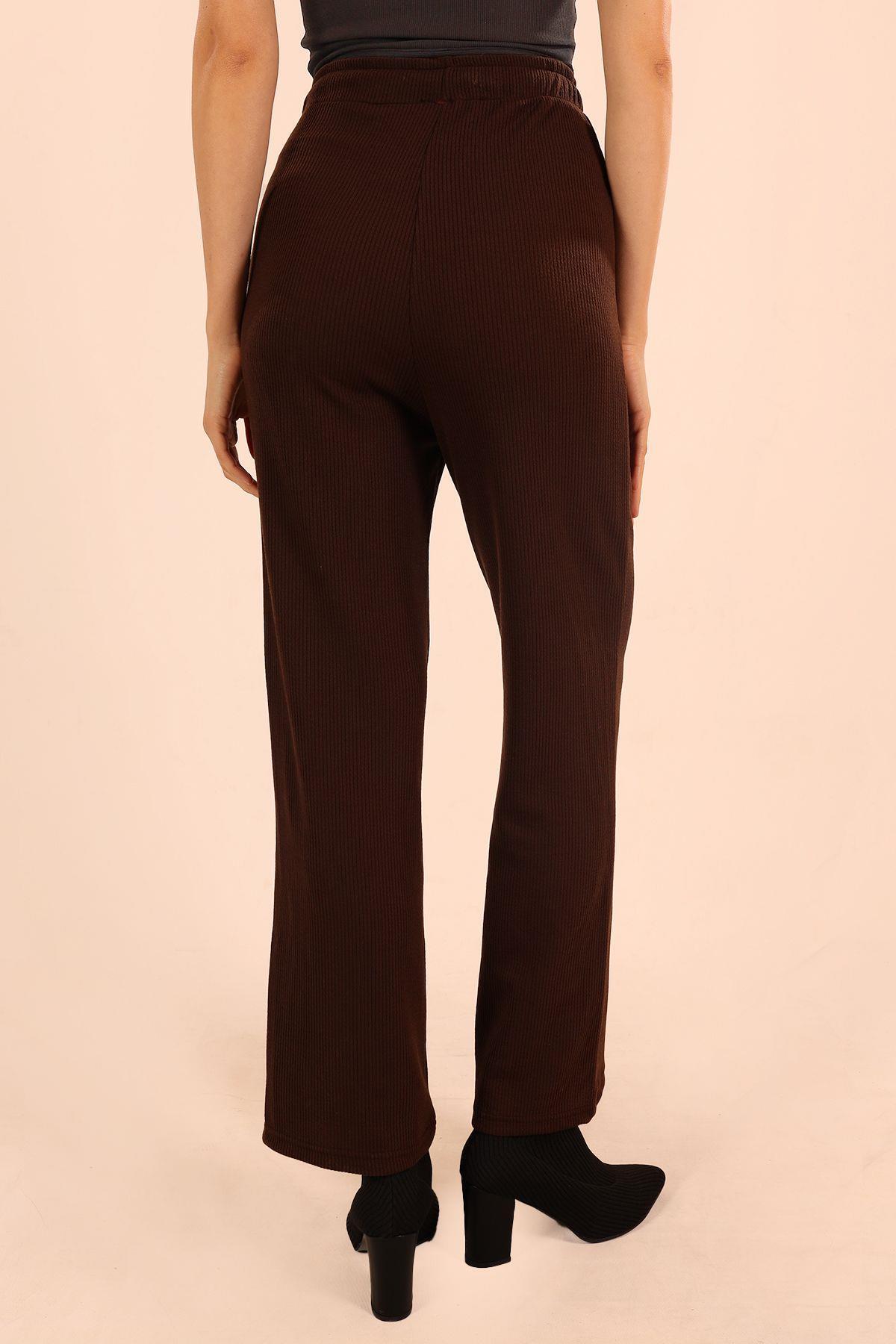 6854A Bağcıklı Pantolon Kahve - 7
