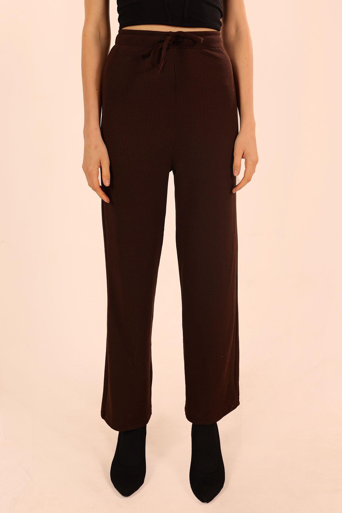 6854A Bağcıklı Pantolon Kahve - 2